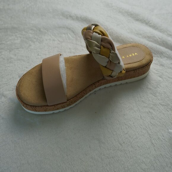 Volatile Jules Slide Sandals Tan Multi Size 8 Braided Platform Cork Wedge - Picture 5 of 7